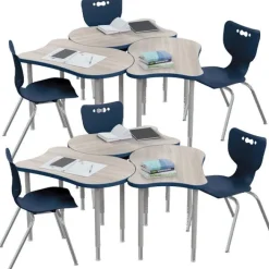 Mooreco 6-Pack Fender Collaborative Desk & Hierarchy Chair Packages^ Desk & Chair Packages|Classroom Desks & Chairs