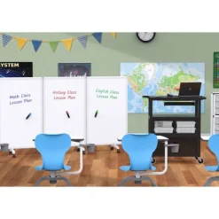 Luxor 3-Panel Mobile Magnetic Whiteboard Room Divider^ Mobile Reversible Boards