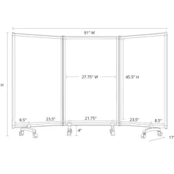 Luxor 3-Panel Mobile Magnetic Whiteboard Room Divider^ Mobile Reversible Boards