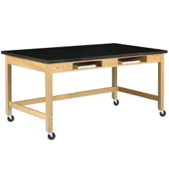 Diversified Spaces Phenolic Resin Top Hardwood Science Lab Table with Compartments (36'' D X 48'' W)^ Science|Science Tables