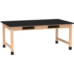 Diversified Spaces Phenolic Resin Top Hardwood Science Lab Table with Compartments (42'' D X 48'' W)^ Science|Science Tables