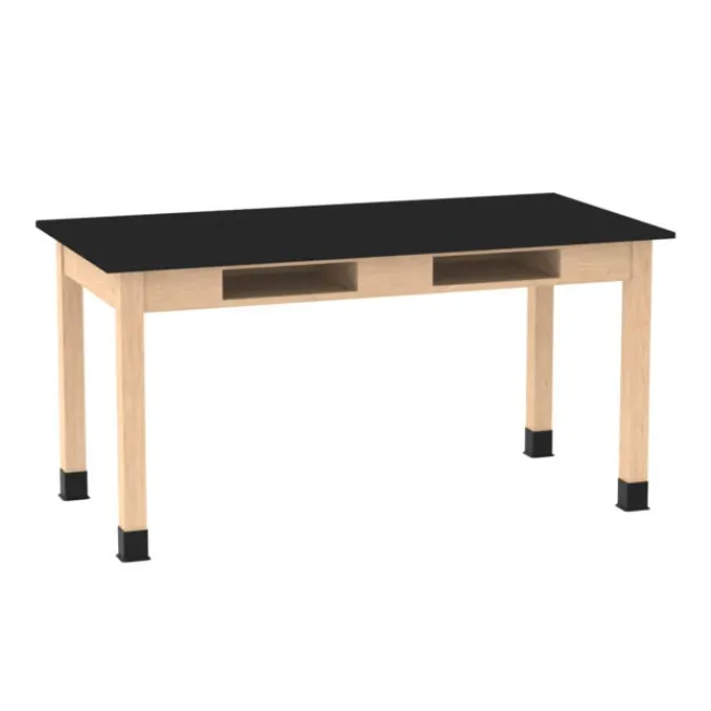 Diversified Spaces Phenolic Resin Top Hardwood Science Lab Table with Compartments (21'' D X 60'' W)^ Science|Science Tables