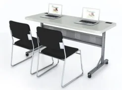 National Public Seating Plastic Flip-n-Store Table with Stack Chairs^ Training Tables & Chairs