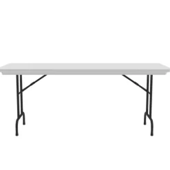 Correll Plastic Resin Folding Table & 8 Chairs Package in Gray Granite (30''x72
