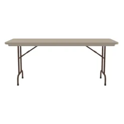 Correll Plastic Resin Folding Table & 8 Chairs Package in Mocha Granite (30''x72" Rectangle)^ Folding Tables & Chairs