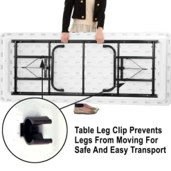 Correll Plastic Resin Folding Table & 8 Chairs Package in Mocha Granite (30''x72