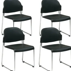 Office Star Plastic Seat and Back Stack Chair- Set of 4^ Plastic Stacking Chairs