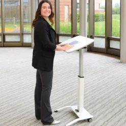 Luxor Pneumatic Height Adjustable Desk & Lectern^ Stand-Up Student Desks