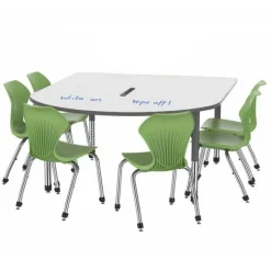 Marco Group Premier Dry Erase Multimedia Table and Apex Stack Chair Package^ Conference Table & Chair Packages|Activity Tables & Chairs