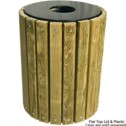 Ultra-Play Pressure Treated Round Outdoor Trash Receptacle^ Trash & Recycling Bins