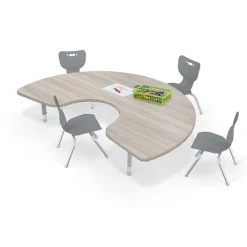 Mooreco Quick Ship Hierarchy Kidney Table & Chair Package Set – 72"W x 48"D Table with Four 12"H Chairs^ Activity Tables & Chairs|Activity Table & Chair Packages