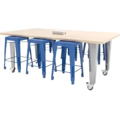 CEF Quick Ship IDEA Island Butcher Block Work Table and Stools Package^ Makerspace & Shop|Makerspace Stem Packages