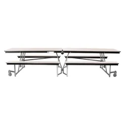 National Public Seating Quick Ship Mobile Bench Cafeteria Table w/ MDF Top, ProtectEdge & Chrome Frame^ Cafeteria|Cafeteria Tables