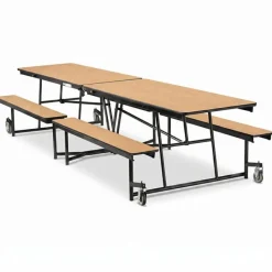 National Public Seating Quick Ship Mobile Bench Cafeteria Table w/ MDF Top, ProtectEdge & Powder Coat Frame^ Cafeteria|Cafeteria Tables
