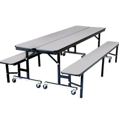 National Public Seating Quick Ship Mobile Convertible Bench Table w/ ProtectEdge (8' L)^ Cafeteria|Cafeteria Tables