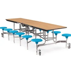 National Public Seating Quick Ship Mobile Stool Cafeteria Table w/ MDF Top, ProtectEdge & Chrome Frame^ Cafeteria|Cafeteria Tables