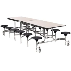 National Public Seating Quick Ship Mobile Stool Cafeteria Table w/ MDF Top, ProtectEdge & Chrome Frame^ Cafeteria|Cafeteria Tables