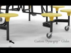 AmTab Quick Ship Mobile Stool Cafeteria Table w/ Round Top^ Cafeteria|Cafeteria Tables