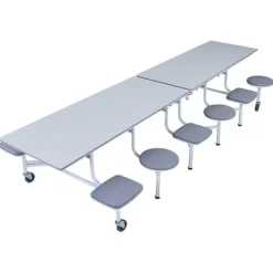 AmTab Quick Ship Mobile Stool Cafeteria Table w/ Rectangle Top^ Cafeteria|Cafeteria Tables