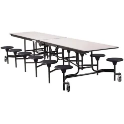 National Public Seating Quick Ship Mobile Stool Cafeteria Table w/ MDF Top, ProtectEdge & Powder Coat Frame^ Cafeteria|Cafeteria Tables