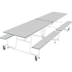 AmTab Quick Ship Rectangle Mobile Bench Cafeteria Table^ Cafeteria|Cafeteria Tables