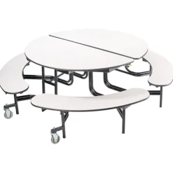 National Public Seating Quick Ship 60'' Round Mobile Bench Cafeteria Table w/ MDF Top, ProtectEdge & Powder Coat Frame^ Cafeteria|Cafeteria Tables