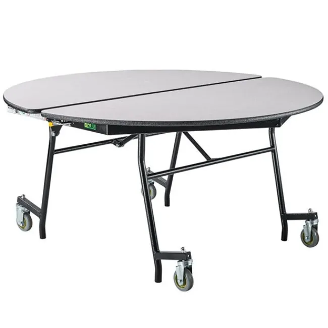 National Public Seating Quick Ship 60'' Round Mobile Table with MDF Core and Protect Edge - Black Frame^ Cafeteria|Cafeteria Tables