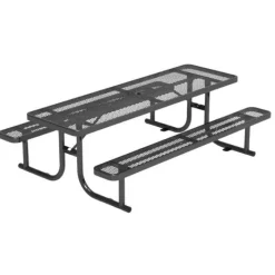 Virco Rectangle Expanded Metal Outdoor Bench with Back^ Picnic Tables|Outdoor Picnic