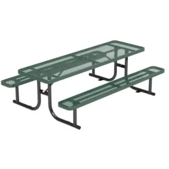 Virco Rectangle Expanded Metal Outdoor Bench with Back^ Picnic Tables|Outdoor Picnic