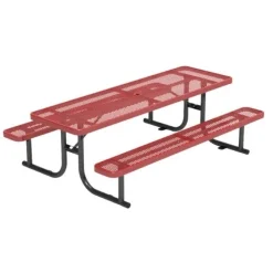 Virco Rectangle Expanded Metal Outdoor Bench with Back^ Picnic Tables|Outdoor Picnic