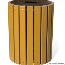 Ultra-Play Recycled Plastic Round Outdoor Trash Receptacle^ Trash & Recycling Bins