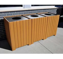 Frog Furnishings Resinwood Square Recycling Centers^ Trash & Recycling Bins