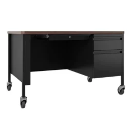 Hirsh Industries Right Hand Mobile Teacher Desk w/ Single Pedestal - 48” W x 30” D^ Teacher Desks|Instructor Desks