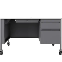 Hirsh Industries Right Hand Mobile Teacher Desk w/ Single Pedestal - 48” W x 30” D^ Teacher Desks|Instructor Desks
