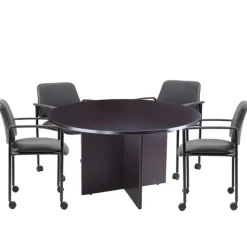 Boss Round Conference Table Set w/ 4 Guest Chairs with Casters^ Conference Table & Chair Packages