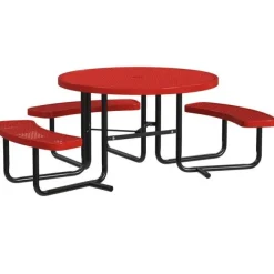 Leisure Craft Round Outdoor Picnic Tables with Expanded Metal Frame^ Picnic Tables|Outdoor Picnic