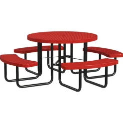 Leisure Craft Round Outdoor Picnic Tables with Expanded Metal Frame^ Picnic Tables|Outdoor Picnic