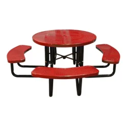 Leisure Craft Round Outdoor Picnic Table with Perforated Metal Frame^ Picnic Tables|Outdoor Picnic