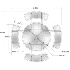 Leisure Craft Round Outdoor Picnic Table with Perforated Metal Frame^ Picnic Tables|Outdoor Picnic