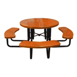 Leisure Craft Round Outdoor Picnic Table with Perforated Metal Frame^ Picnic Tables|Outdoor Picnic