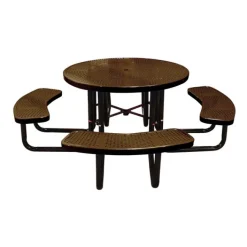 Leisure Craft Round Outdoor Picnic Table with Perforated Metal Frame^ Picnic Tables|Outdoor Picnic