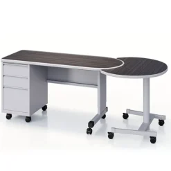 Smith System Silhouette Teacher Sit + Stand - 28" x 36" Cookie Top^ Teacher Desks