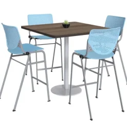KFI Seating Silver Base Bar Height Cafe Table with Four Kool Barstools by KFI^ Cafe Table & Chair Sets|Breakroom & Café