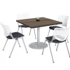 KFI Seating Silver Base Cafe Table with Four Kool Stack Chairs by KFI^ Cafe Table & Chair Sets|Breakroom & Café
