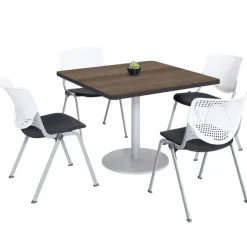 KFI Seating Silver Base Cafe Table with Four Kool Stack Chairs by KFI^ Cafe Table & Chair Sets|Breakroom & Café