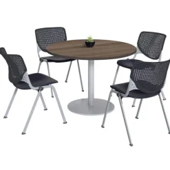 KFI Seating Silver Base Cafe Table with Four Kool Stack Chairs by KFI^ Cafe Table & Chair Sets|Breakroom & Café