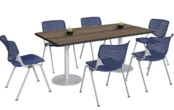 KFI Seating Silver Base Cafe Table with Six Kool Stack Chairs- 36'' X 72'' Rectangle^ Cafe Table & Chair Sets|Conference Table & Chair Packages