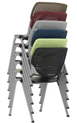 KFI Seating Silver Base Cafe Table with Six Kool Stack Chairs- 36'' X 72'' Rectangle^ Cafe Table & Chair Sets|Conference Table & Chair Packages