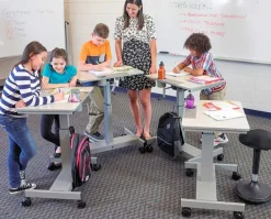 Luxor Sit and Stand Student Desk - Crank^ Stand-Up Student Desks
