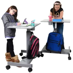 Luxor Sit and Stand Student Desk - Pneumatic^ Stand-Up Student Desks